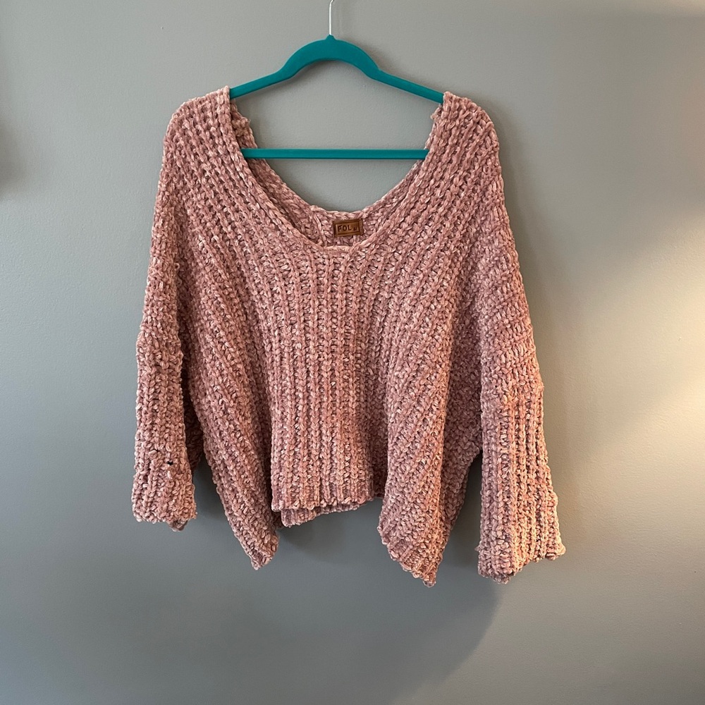 POL pink chenille sweater
